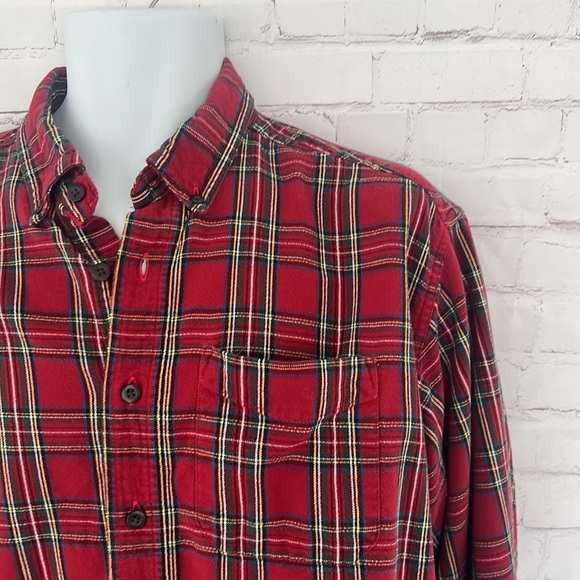 L.L Bean red Flannel button down shirt size Large Regular - Picture 8 of 9